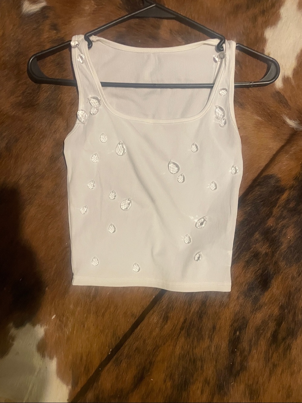 size xs white jeweled crop top